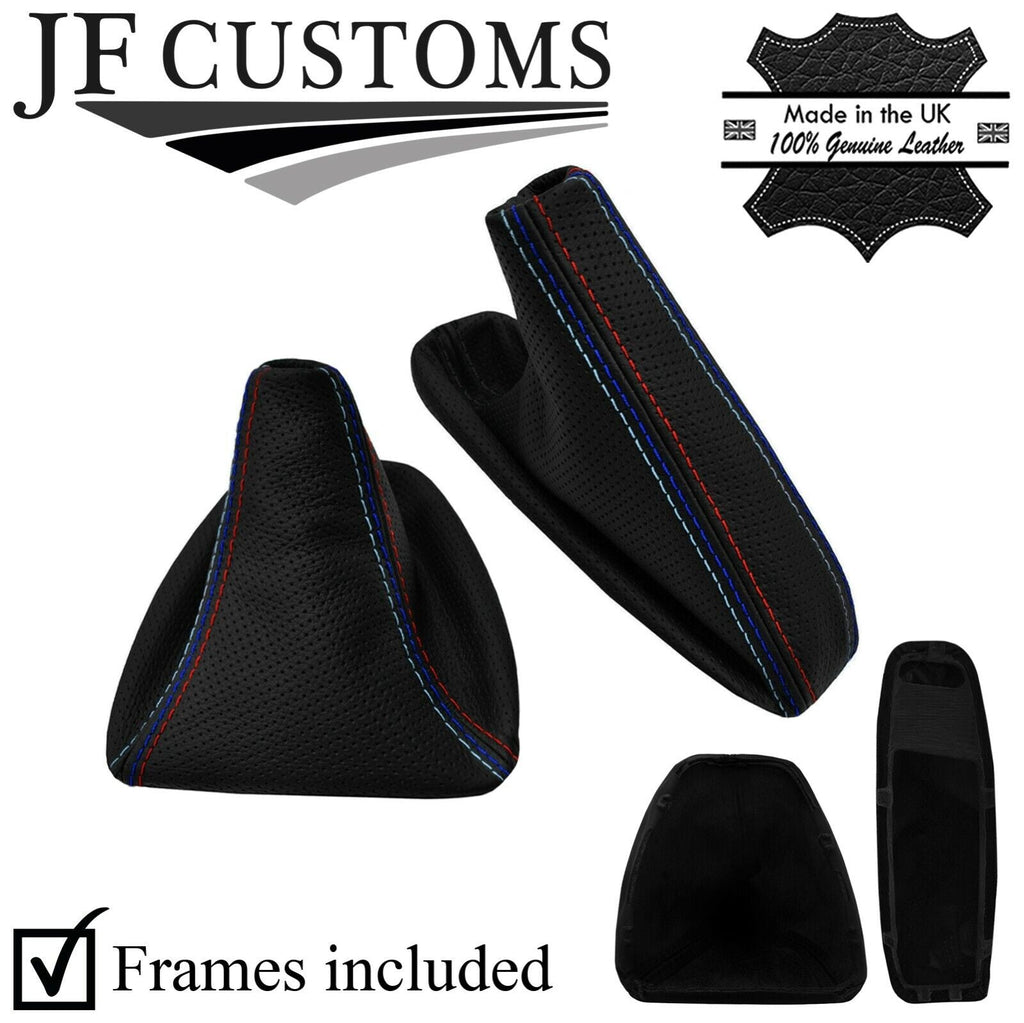 BLACK & TRI STITCH PERFORATED LEATHER SET + FRAMES FOR BMW E90 E92 E93