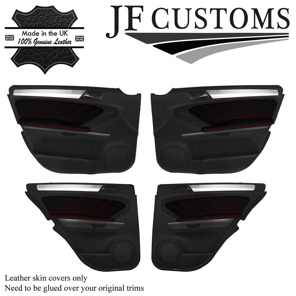 RED STITCH LEATHER 4X DOOR TRIM ARMREST COVERS FOR MERCEDES ML W164 05-11 JF2