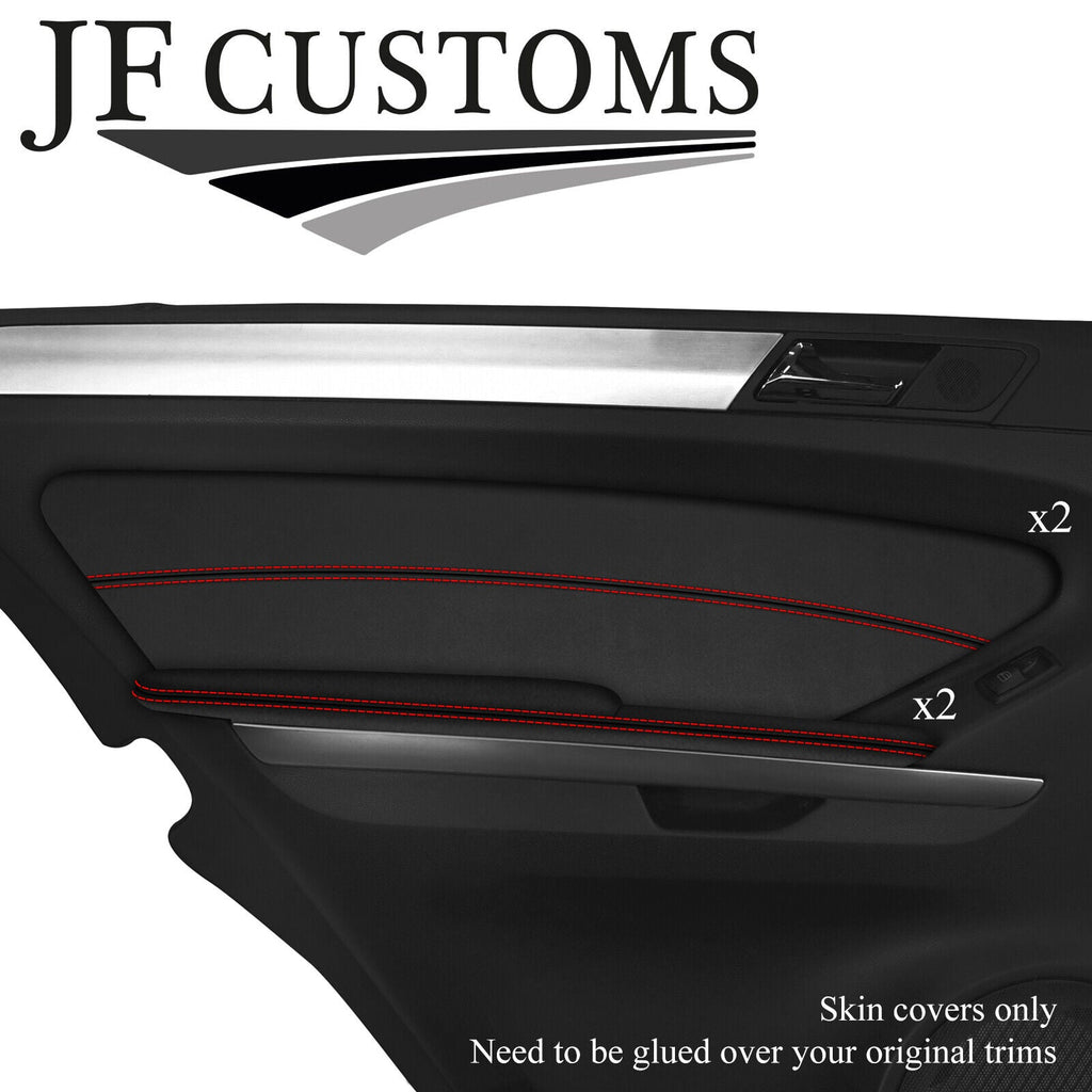 RED STITCH D GREY SUEDE 2X REAR DOOR TRIM ARMREST COVER FOR MERCEDES ML W164