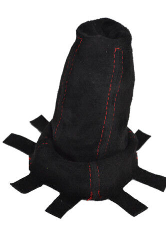 FITS HONDA CIVIC MK8 07+ GEAR GAITER PU SUEDE RED STITCHING CUSTOM NEW