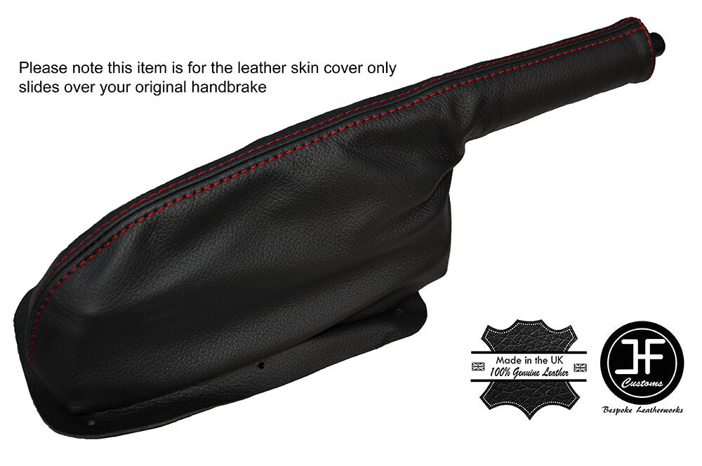 RED STITCH LEATHER HANDBRAKE COVER OVER RUBBER FITS FORD GRANADA MK3 CUSTOM NEW