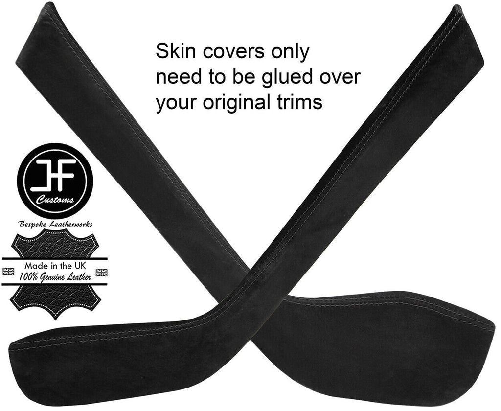 BLACK STITCH CONSOLE SIDE TRIM REAL SUEDE COVERS FITS TESLA MODEL S 85 12-16