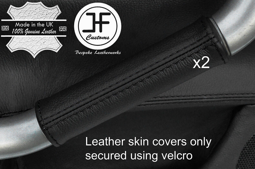 BLACK STITCH 2X DOOR HANDLE REAL LEATHER COVER FOR TOYOTA MR2 MK3 00-07 STYLE 2