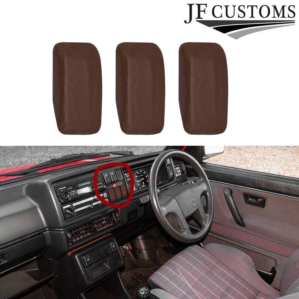 FOR VW GOLF MK2 JETTA 83-92 3X BROWN LEATHER DASHBOARD BLANK TRIMS + FRAMES