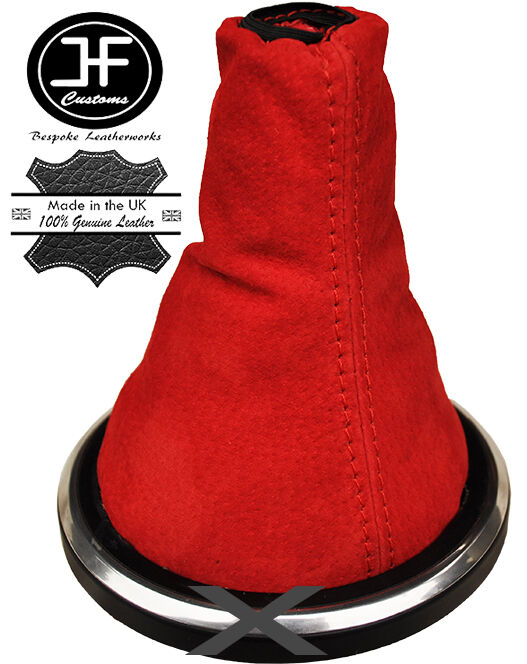 RED GENUINE SUEDE FITS FORD FIESTA MK6 FUSION 2002-2008 GEAR GAITER CUSTOM NEW