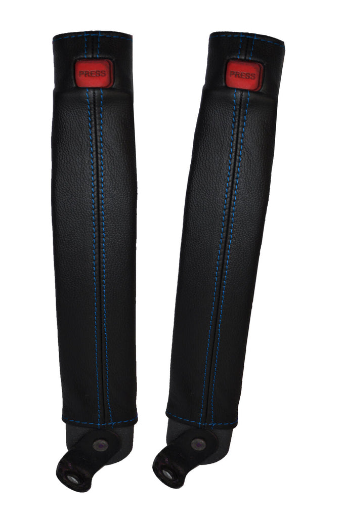 BLUE STITCH 2X SEAT BELT SKIN COVERS FITS TOYOTA LAND CRUISER PRADO LJ78/LJ70