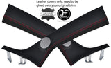 RED STITCHING 2X A PILLAR REAL LEATHER COVERS FITS ALFA ROMEO MITO 2008-2015
