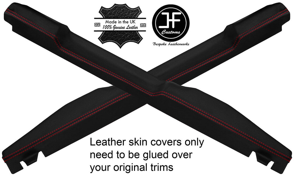 RED STITCH 2X CENTRE MID TOP HANDLE TRIM LEATHER COVER FITS DEFENDER 110 CSW