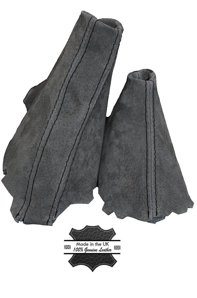 BLACK STITCH GRAPHITE SUEDE AUTO AUTOMATIC GAITER SET FITS BMW E60 E61 03-07