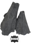 BLACK STITCH GRAPHITE SUEDE AUTO AUTOMATIC GAITER SET FITS BMW E60 E61 03-07