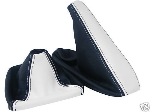 FITS BMW E36 E46 GEAR HANDBRAKE GAITER BLACK WHITE LEATHER CUSTOM NEW