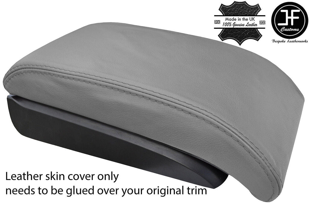 GREY TOP GRAIN REAL LEATHER ARMREST COVER FITS VW TOURAN & CADDY MAXI 2011-15