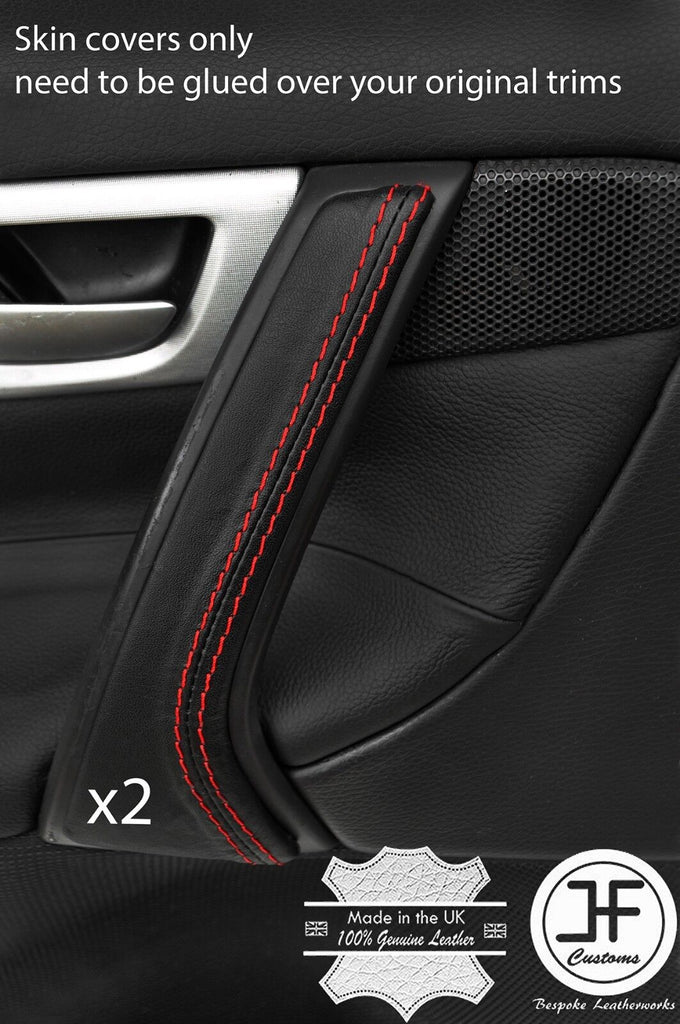 RED STITCH 2X FRONT DOOR HANDLE TRIM LEATHER COVER FITS VOLVO V70 S60 01-07