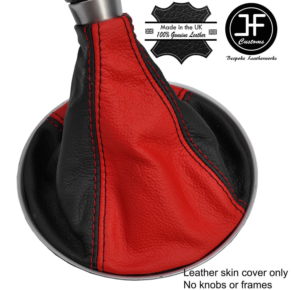 BLACK & RED LEATHER 5 SPEED MANUAL GEAR GAITER FOR SUBARU OUTBACK 2008-2014