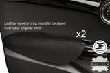 BLACK STITCH 2X FRONT DOOR ARMREST LEATHER COVERS FOR BMW MINI COOPER F55 14-17
