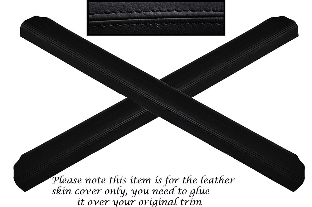 BLACK STITCHING 2X FRONT DOOR SILL TRIM SKIN COVERS FITS FORD SIERRA SAPPHIRE