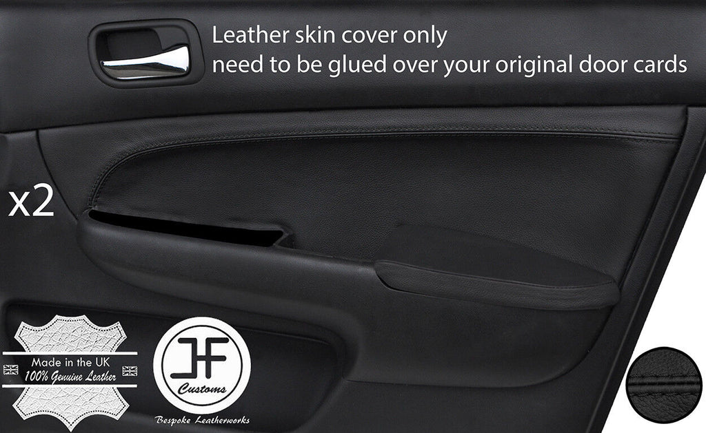 BLACK STITCH 2X FRONT DOOR CARD TRIM LEATHER COVER FITS HONDA ACCORD MK7 03-07