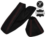 RED STITCH FOR BMW 1 SERIES E81 E82 E87 E88 2005-2012 AUTO BLACK SUEDE SET
