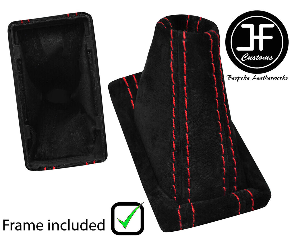 RED STITCH SUEDE AUTOMATIC DSG GEAR + PLASTIC FRAME FITS SKODA SUPERB 15-19