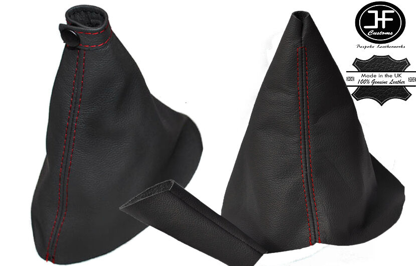 RED STITCH FOR RENAULT LAGUNA MK2 01-07 GEAR HANDBRAKE KNOB COVER DARK GREY