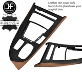 BLACK & BEIGE LEATHER GEAR SURROUND TRIM COVER FOR BMW Z4 E89 2009-2016