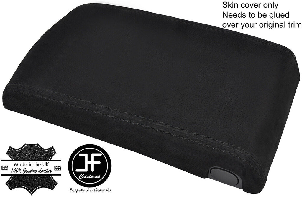 BLACK STITCHING ARMREST LID SUEDE COVER FITS PEUGEOT 508 2011-2017 CUSTOM NEW