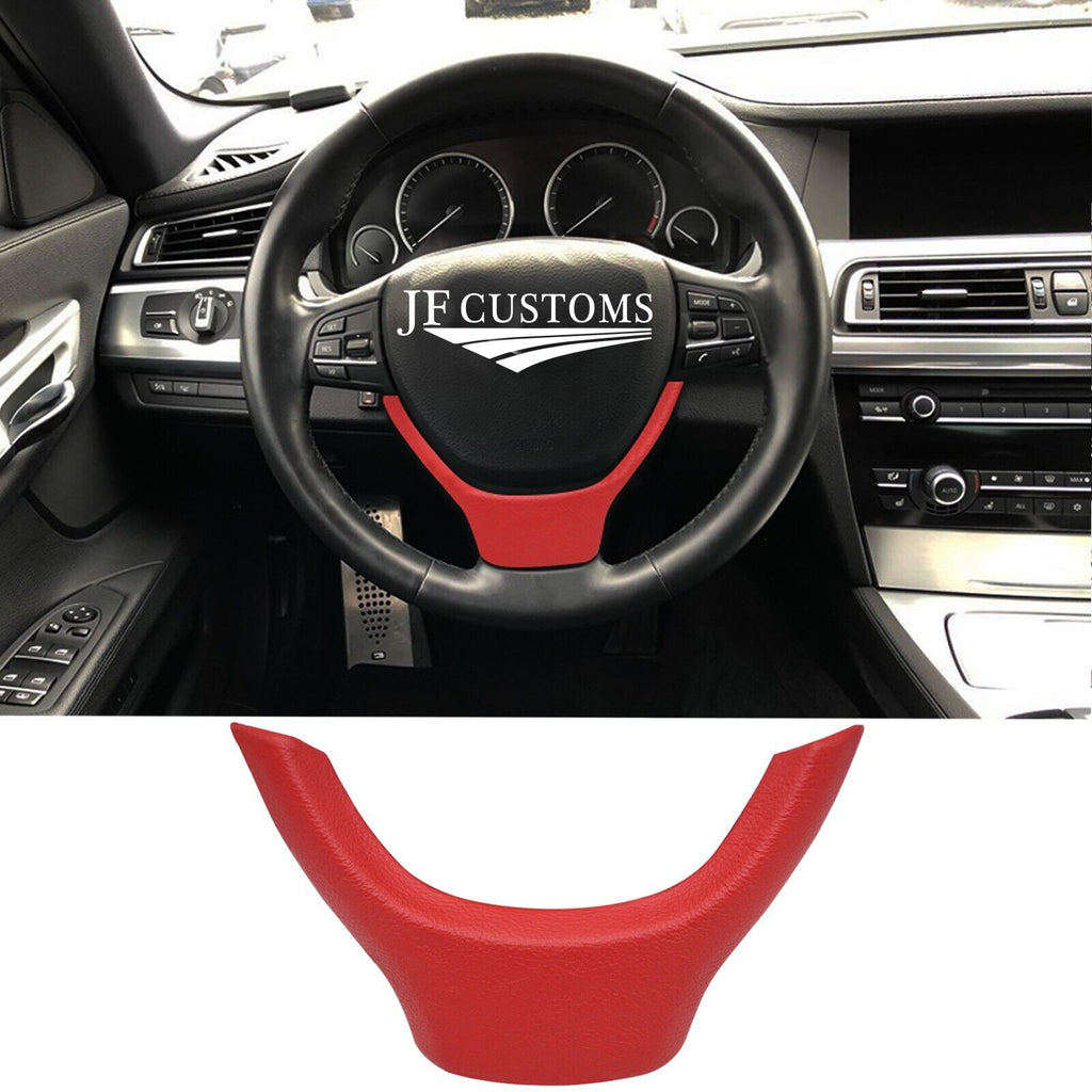 RED LEATHER STEERING WHEEL LOWER TRIM COVER+FRAME FITS BMW 5 SERIES F10 F11