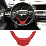 RED LEATHER STEERING WHEEL LOWER TRIM COVER+FRAME FITS BMW 5 SERIES F10 F11