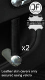 BLACK & BLACK STRIPE 2X FRONT DOOR HANDLE LEATHER COVERS FOR AUDI TT MK1 98-06