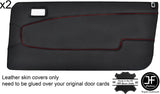 RED STITCH 2X FRONT DOOR CARD LEATHER COVERS FITS LANCIA BETA VOLUMEX COUPE