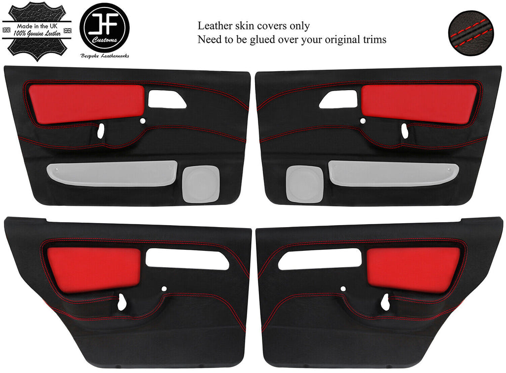 RED BLACK 4X DOOR CARD KIT LEATHER COVERS FOR FORD SIERRA RS COSWORTH JF1