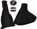 RED STITCHING FITS CORSA C 2000-2006 GEAR & HANDBRAKE GAITER SET PU SUEDE