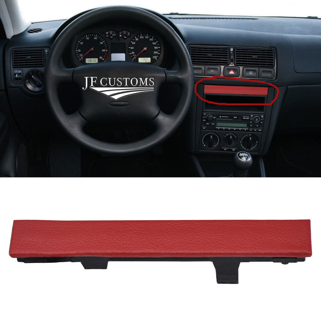 DARK RED LEATHER CUP HOLDER BLANK TRIM COVER + FRAME FITS VW GOLF MK4 98-05