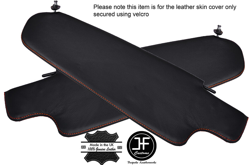 ORANGE STITCH 2X SUN VISORS LEATHER COVERS FITS VW T2 BAY WINDOW VAN 1968-1979