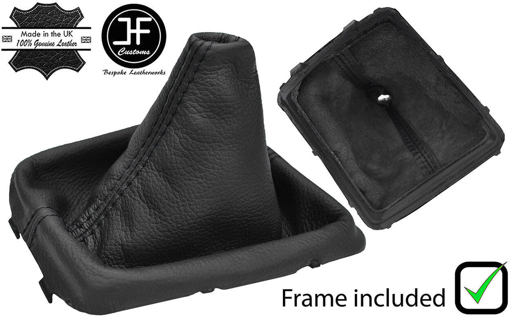 BLACK STITCH LEATHER GEAR GAITER + PLASTIC FRAME FOR TOYOTA COROLLA VERSO 04-09