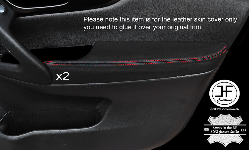 RED STITCH 2X FRONT DOOR ARMREST LEATHER COVERS FITS NISSAN QASHQAI J11 13-16