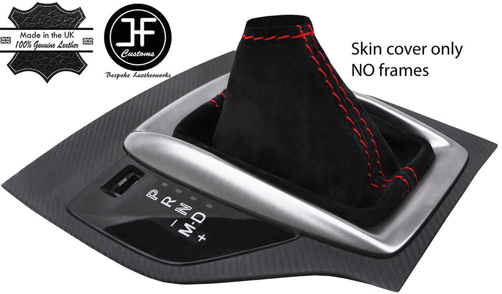 RED STITCHING REAL SUEDE AUTO AUTOMATIC GEAR GAITER FITS MAZDA 3 2014-2017