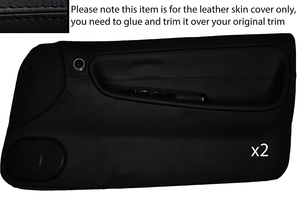 BLACK STITCH 2X FULL DOOR CARD LEATHER COVER FITS NISSAN S13 200SX 180SX 88-93