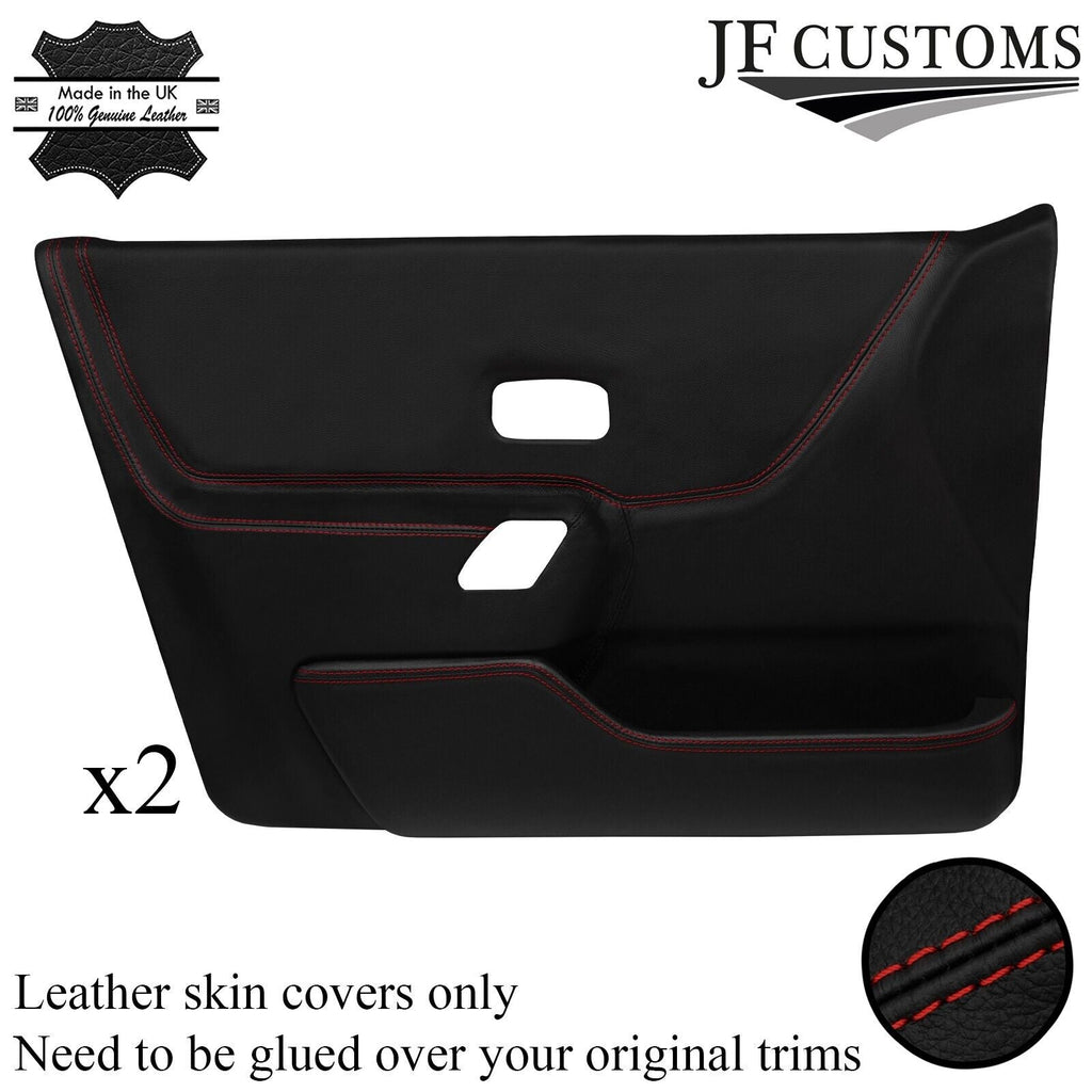 D RED STITCH 2X FRONT FULL DOOR CARD LEATHER COVERS FOR FORD ESCORT MK4 5 DOOR