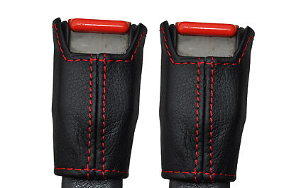 RED STITCH FITS TOYOTA SUPRA MK3 86-93 2X FRONT SEAT BELT STALK LEATHER COVERS