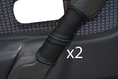 blue stitch FITS FORD ESCORT MK4 2X DOOR HANDEL LEATHER COVERS CUSTOM NEW