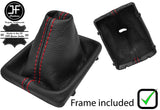 RED STITCH LEATHER MANUAL GEAR GAITER WITH PLASTIC FRAME FOR AUDI Q5 08-2015