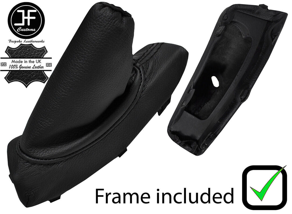 BLACK STITCH REAL LEATHER HANDBRAKE+PLASTIC FRAME FITS PEUGEOT 308 2007-2013