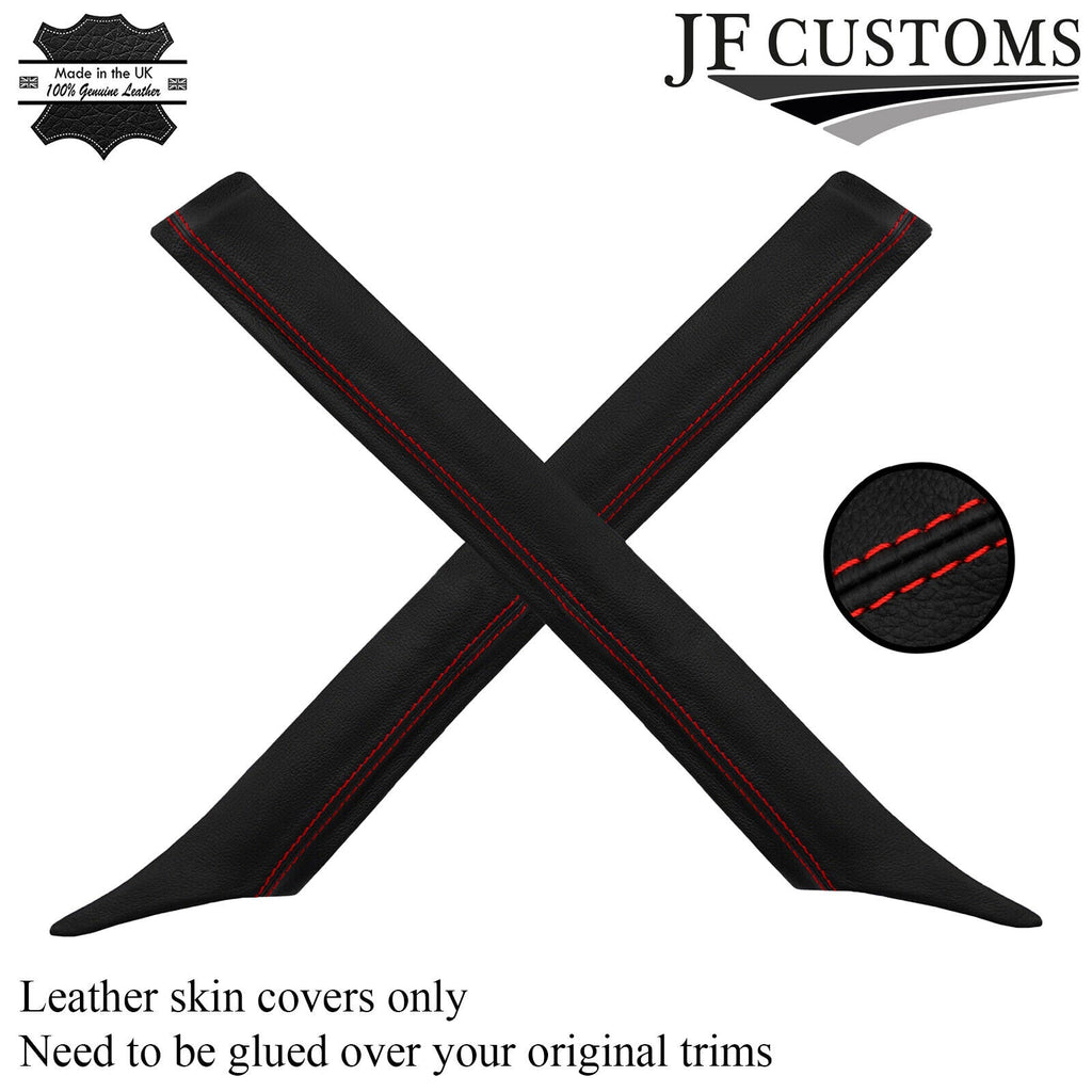 RED STITCH 2X A PILLAR REAL LEATHER COVERS FITS BMW E30 84-93 CONVERTIBLE