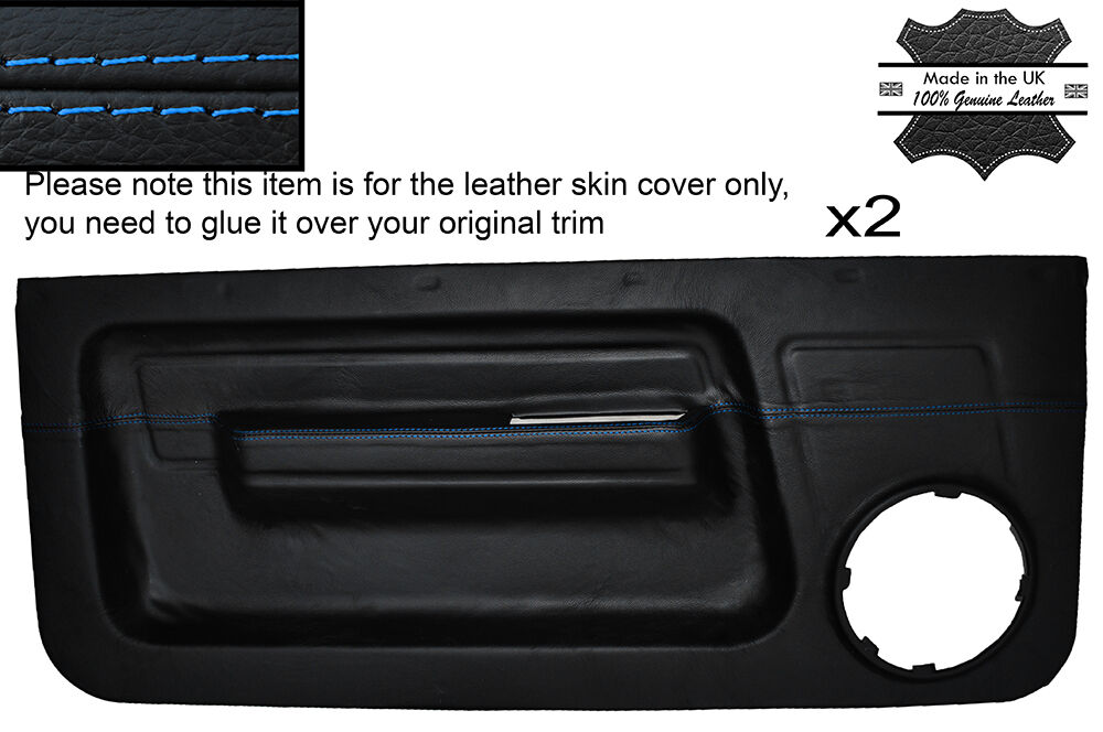 BLUE STITCH 2X FRONT DOOR CARD SKIN COVERS FITS RENAULT 5 GT TURBO PHASE 1 MK1