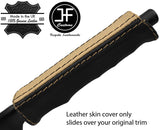 BLACK & BEIGE STRIPE HANDBRAKE HANDLE LEATHER COVER FOR BMW 3 SERIES E30 81-92