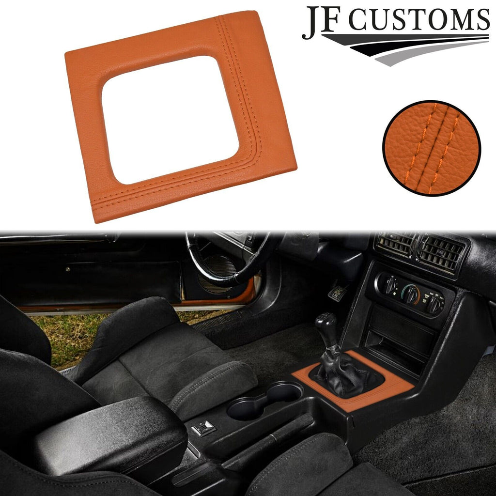 ORANGE LEATHER COVERED MANUAL SHIFT SURROUND TRIM + FRAME FOR FORD MUSTANG 87-93