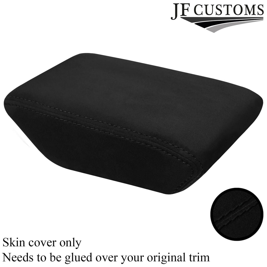 BLACK STITCH SUEDE ARMREST LID COVER FITS VW POLO 2017-2022 CUSTOM NEW