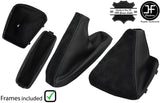 BLACK STITCH CARBON VINYL & SUEDE GAITER SET+PLASTIC FRAME FOR BMW E46 99-05