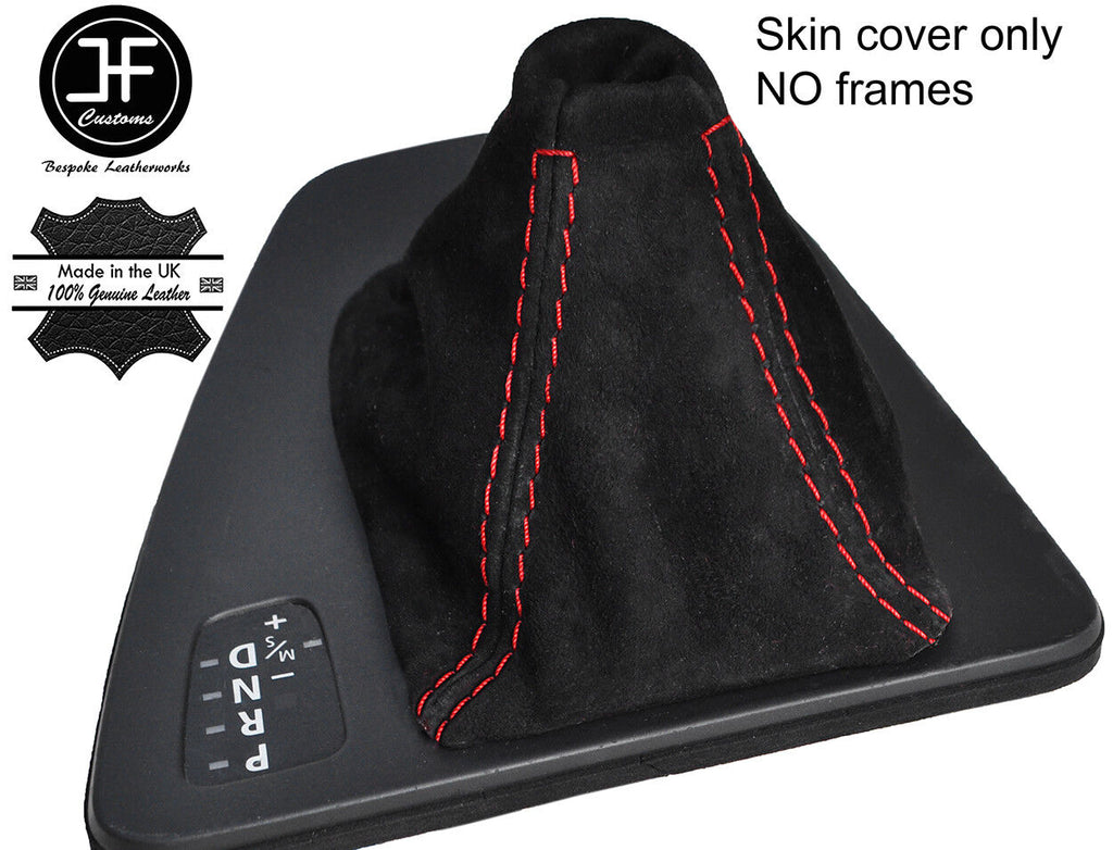 RED STITCH AUTOMATIC AUTO REAL SUEDE GEAR GAITER FITS BMW 3 E90 E91 E92 E93